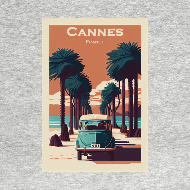 Vintage Cannes Travel Poster by GreenMary Design